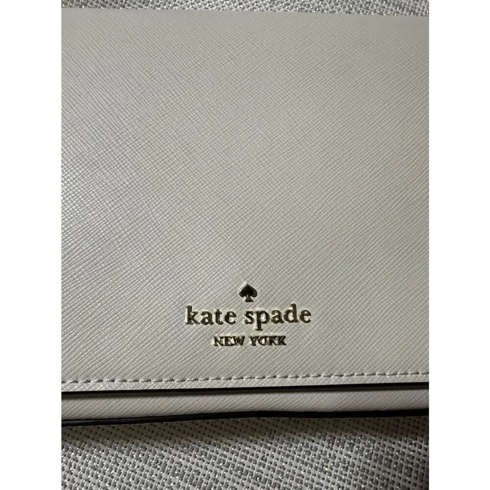 kate spade Staci Meringue Ivory Gold Tone Saffiano Leather Small Hobo Bag